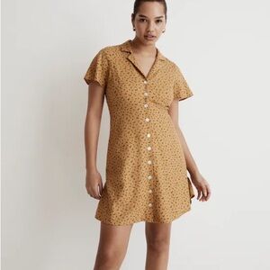 Madewell Mustard Floral Mini Dress